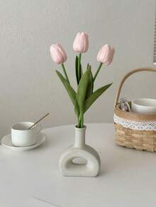 1/3/6pcs Realistic Artificial Tulip Flowers Home Decor INS Style Living Room Bedroom Decoration Fake Flowers Suitable For Home Decor, Wedding Decor, Holiday Decor - Candy Powder - View 8