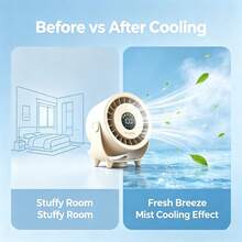 Portable Desktop Mist Fan, 100-speed adjustable cooling fan, quiet wall-mounted air circulator, suitable for indoor and outdoor use - Schwarz - Übersicht 3