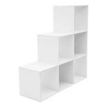 WANLECY Leiter Würfel Aufbewahrung Bücherregal - Holz L-förmige 3-Ebene Eckregel, umkehrbare 6-Würfel Organizer für Home & Office, weiß - Weiss - Übersicht 7