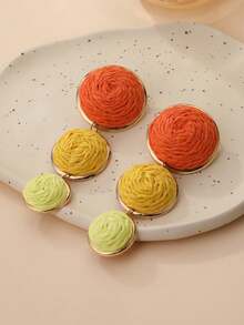 1 par de pendientes largos de diseño exagerado con bolas florales, pétalos blancos y pendientes geométricos, ideales para el uso diario de las mujeres. - Naranja - Ver 9