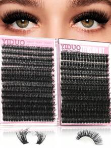 YIDUO 980pcs 6-Style Mixed Cluster Eyelash Extension Set, 80D-300D Pointed Base Dense D-Curl Lashes 5-20mm, Complete DIY Kit With 2 Bottles Of Adhesive And Sealer, Remover, Tweezers And Brush, Suitable For Home Use - Multicolor - View 11