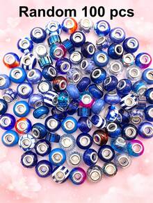 10/100/500 peças Contas Europeias de Aço Multicoloridas de 14 mm, Contas de Furo Grande para Pendentes e Pulseiras em Lote para Fabrico de Joias, Contas Espaçadoras Decorativas de Vidro Murano para Artesanato e Estacas de Jardim (Cores Mistas) - Multicolorido - Ver 23