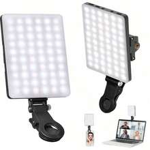 Fill-lights 60 LED de alta potencia recargable con clip, diseño de clip frontal y trasero, 3 modos de iluminación ajustables, adecuado para teléfonos inteligentes, Android, computadoras portátiles, maquillaje, selfie, vlog, adecuado para selfie y transmisión en vivo, luz de selfie portátil, capacidad de la batería: 2000mAh - Multicolor - Ver 12