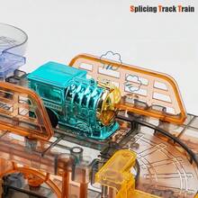 Transparent Electric Track Train, Children's Educational DIY Assembly Snap-Together Track Car, Electric City Train Set, Versatile Adventure Track Toy, Birthday Gift For Boys And Girls, Holiday Gift, Halloween And Christmas Gift - Multicolor - View 3