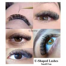 LASHINE 1盒12排 U型 YY 3D 4D 5D U型接睫毛 0.07mm 超柔軟平行預製扇形睫毛 D捲度 多款式 專業沙龍批發 - D - 查看 12