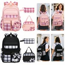 3pcs Bowknot DIY Girls Backpack Strap, Tote Bag And Pencil Case, Backpack For Travel, School, Work, Daily Use, Back To School Gift - A - View 1