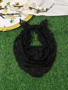 1pc/2pcs Bohemian Vacation Style Solid Color Paisley Floral Lace Triangle Scarf - Multicolor - View 3