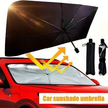 [Windshield Sunshade Umbrella]One-Piece Car Windshield Sunshade Umbrella, Universal Car Windshield Upgrade Sunshade, Easy To Install And Foldable Storage. Suitable For Sedans, SUVs And Trucks - Heat-Resistant Sun Protection Cover, Essential Car Sunshade Product For Summer, Practical Car Sunshade Cover. - A - View 5