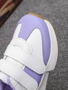 1 Pair Girls' All-Season Casual Sneakers, Suitable For School, Outdoor, Daily Wear, Hook And Loop Closure, Comfortable, Breathable, Non-Slip, Flat Bottom Kids' Sports Shoes - Purple - View 8