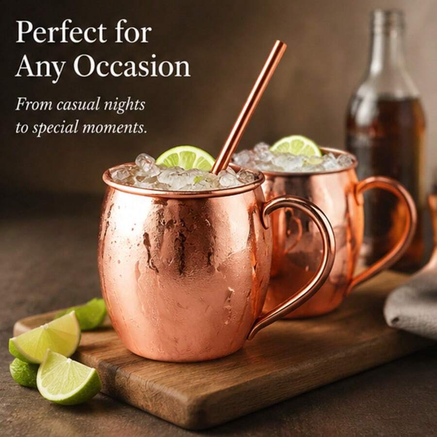 1/2/4pcs Pure Copper Cup And Straw Set, Mug, Summer Iced Water Cup, Gold-Plated Hammered Texture Water Cup, Suitable For Coffee, Tea, Milk, Juice, Easy To Clean And Store, Perfect Home Gift, Father's Day Gift, Mug, Cup, Glass Drinking Cup, Mug, Cup - Multicolor - View 1