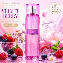 Wish 20 Varieties Of Women's Body Mist Perfume Spray, 8 Fl.Oz Long-Lasting Floral Fruity Spray With Non-Greasy Alcohol-Based Formula. Suitable For Hair & Body, Ideal For Parties, Dates & Gifting. Lightweight And Smooth Application.Valentine's Day Gift - Velvet Berry - 查看 1