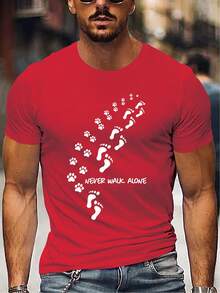 NEVER WALK ALONE Print Tee Shirt, Tees for Men, Casual Short Sleeve T-shirt for Summer - Schwarz - Übersicht 6