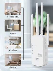 1200Mbps WiFi 4 Signal Booster And Mesh Extender - Dual Band 2.4GHz/5GHz, 4 Antennas High-Speed Wi-Fi System, One-Click Easy Setup, Whole Home Coverage, Compatible With Smart TV, Game Console, Smartphone, Tablet And Smart Home Devices. (Wi-Fi Extender, Network Booster, Network Extender) - Multicolor - View 5