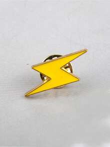 1pc Men's Minimalist Lightning Brooch Yellow Geometric Logo Decorative Accessory - Yellow - View 6