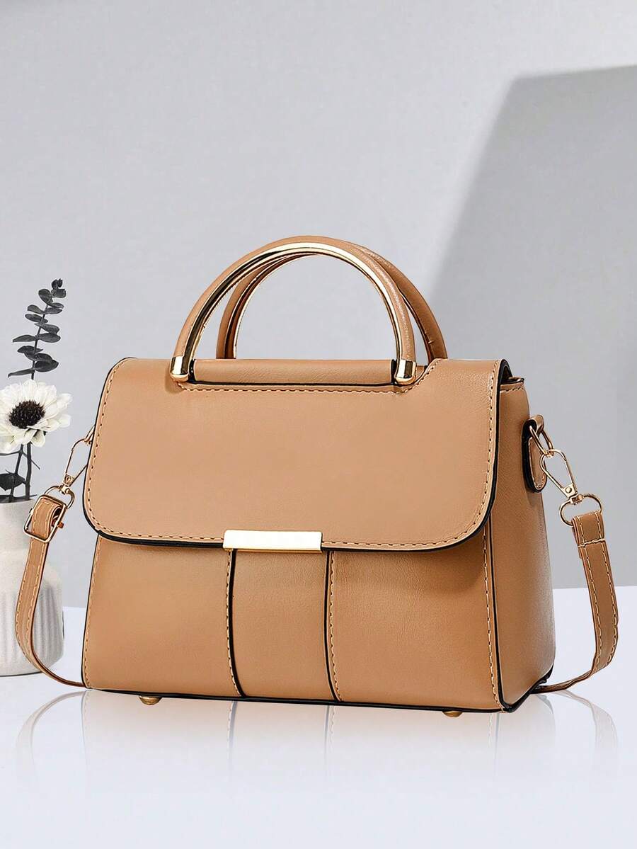 PLANEE Women's Vintage PU Crossbody Bag, Flap Shoulder Bag, Minimalist Style, For Office, Work, Fashionable Women's Shoulder Bag, Fashionable Solid Wallet For Women, A - 明亮 - 查看 1