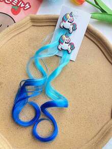 1 Pair Unicorn Gradient Curly Hair Clips, Cute Travel Photo Hair Accessories - Multicolor - View 4
