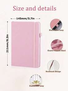 Personalized Laser Customized Vintage A5 Leather Bound Notebook, With Customized Soft Cover And Bookmark, Classic PU Leather Notebook, 1pc - Multicolor - View 5