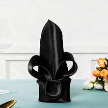 8/24pcs Napkins Cloth Satin 43*43cm/17*17inch Square Elegant Solid Color Suitable For Wedding Birthday Party Graduation Ceremonies Family Reunions Bed And Breakfast Tables Business Lunches Graduation Ceremonies - Black - View 5