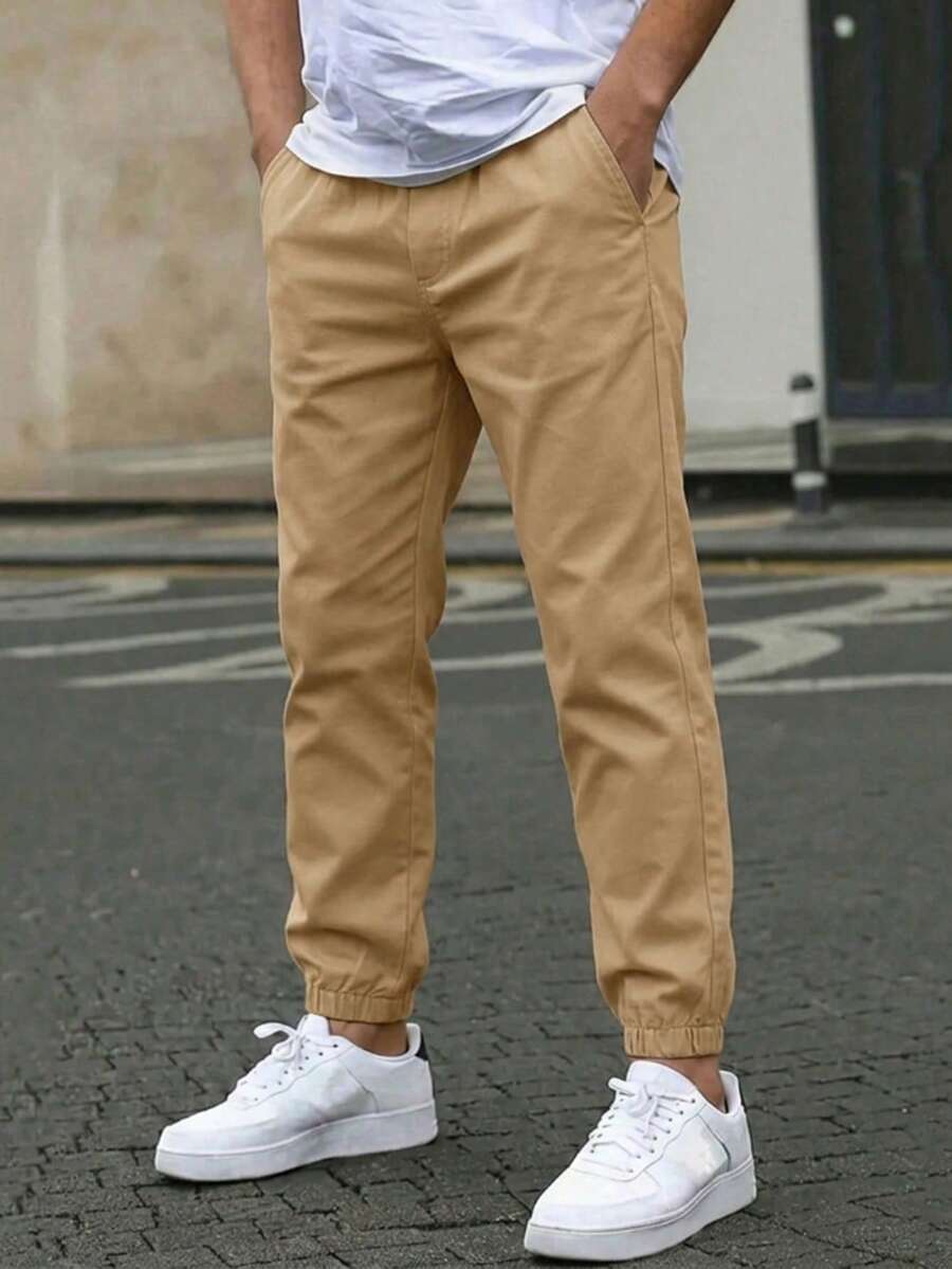 1pc Teen Boys Casual Outdoor Utility Cargo Pants, Spring/Autumn - Khaki - View 1