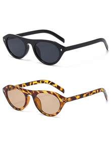 1PC/2PCS Women's Sunglasses New Personalized Retro Oval Frame Minimalist Cool Chic High-End Texture Daily Street Commute Outfit Driving Travel Beach Vacation Photo Versatile Style - Multicolor - View 15