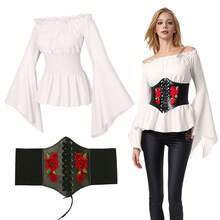 Stage Dance Wear - White + Khaki Belt - View 6