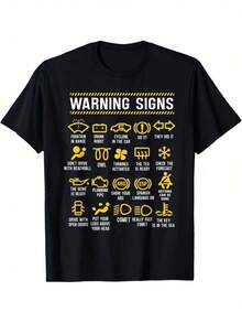 Men& # 039;S Humorous Car Mechanic Warning Signs T-Shirt |   Cotton |   Funny Safety - 白色 - 查看 1