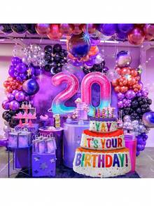 1 buah Balon Foil Angka 0-9 Ombre Langit Berbintang Ukuran 40 Inci, Untuk Dekorasi Pesta Ulang Tahun - MultiWarna - View 8