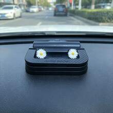 1pc 360 ° Rotatable Car Phone Holder 2-In-1 Parking Number Holder, ABS Anti Slip Silicone Pad, Stable Anti Shake Dashboard Navigation Decoration, Cute Daisy Car Accessories Car Decoration, Android, Multi Scene Car Office Home Desktop Holder - Bracket + Parking Sign Model - View 5