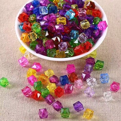 100pcs/300pcs Acrylic Rhombus Beads, Starry Sky Weaving Rhombus Beads, Suitable For Handmade DIY Jewelry Making, Bracelet & Necklace Making, Craft Making, Clothing Sewing, Apparel Beads