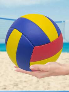 1pc PU Adult Sports Volleyball, Youth Student Training, Beach, Grass, Concrete Ground Red Yellow Blue Multi-Color Volleyball - Multicolor - View 1