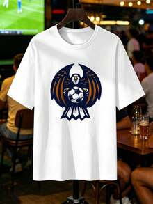 Lässiges, atmungsaktives Herren-Fußball-T-Shirt für den Frühling mit ausdrucksstarkem Aufdruck. - Weiss - Übersicht 2