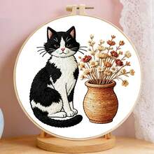 2 Styles Cute Cow/Blue Cat Handmade Embroidery Kit, Beginner Zero-Based 3D Embroidery Set, Living Room Bedroom Window Sill Decor, Warm Gift For Best Friend, Girlfriend, Couple - Multicolor - View 5
