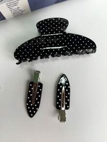 3 pièces/Set Pinces à cheveux à pois vintage, pinces à cheveux rouges, bleues et noires, ensemble d'accessoires pour cheveux, grande taille, pinces à cheveux pour femmes, élégantes, demi-queue de cheval, pinces à cheveux, ambiance hivernale lumineuse, mode, polyvalente, accessoires pour cheveux en forme de diadème, cadeau - Multicolore - Voir 3