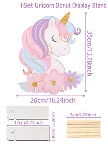 1 Set Unicorn Shaped Donut Wooden Display Stand, Unicorn Birthday Theme Donut Wooden Display Stand, Home Donut Display Stand, Party Food Display Rack, Birthday Wedding Family Gathering Food Stand, Donut Display Wooden Rack, Thanksgiving Christmas Party Kitchen Cooking Rack, Party Gift - Alien Unicorn - View 5