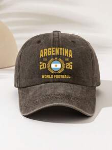 1件時尚簡約水洗棒球帽，印有「ARGENTINA」圖案，四季通用裝飾風格，美式復古運動風，男女通用時尚必備單品，適合送給家人與朋友的禮物 - 水洗帽3 - 查看 17