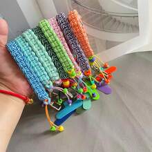 1 Peça Cordão de Pulso para Celular com Pingente de Contas Feito à Mão, Fecho Giratório de Metal de Alta Qualidade com Espaçador e Charm, Pingente para Bolsa, Chaveiro para Câmera, Corrente para Celular, Cordão Portátil para Uso Externo - Multicolorido - Visão 3