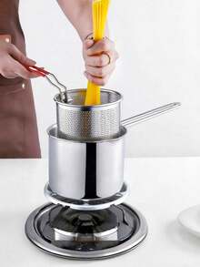 1pc Stainless Steel Frying Pan With Strainer, Small Household Oil Pot, Mini Frying Pan Suitable For Induction Cooker, Micro Frying Pan For Frying Fries, Chicken, Rice, Cauliflower, Chicken Nuggets And Other Ingredients, Convenient And Practical Small Frying Pan - View 12