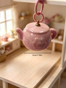 Miniature Teapot Ornament Set, Cute Glazed Ceramic Teapot Hanging Decor, Miniature Dollhouse Decoration, Collectible Miniature Tea Room Decor, Party Favor Gift - Multicolor - View 7