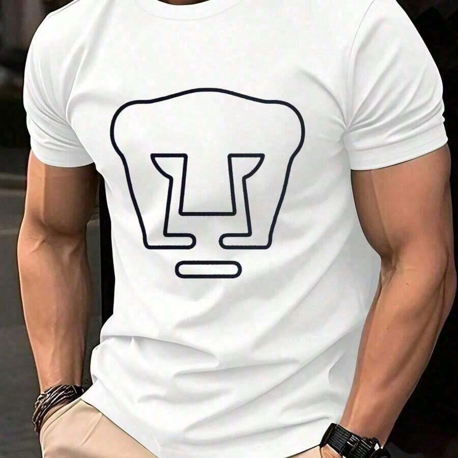 Men's T-Shirt - LIGA MX - PUMAS UNAM Football Club, Text And , Fashion Graphic T-Shirt, 92% Cotton, Soft And Comfortable, Summer Fashion T-Shirt, Aéxicosummer - 白色 - 查看 1