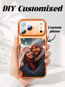 DIY Phone Case Customized Orange Magnetic Shockproof Shell Compatible With 17 Promax/17AIR/17Pro/17 Full Camera Protection Frosted Scratch Resistant For Couples Family Birthday Mother's Day Anniversary Wedding Gift, Personalized Gift - Orange - View 2