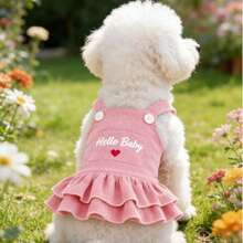 1pc Dog Dress, Suitable For Poodle, Teddy, Bichon Frise And Other Small Dogs, Autumn/Winter - Yellow - View 5