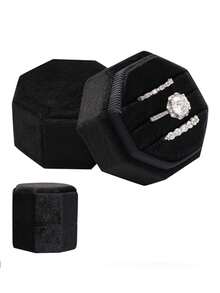 1pc Velvet Ring Box, Hexagonal 3-Slot Ring Box, Suitable For Wedding Ceremony, Can Hold Multiple Rings, White Engagement Wedding Commemorative Box, Wedding Ring Storage Box, Engagement Ring Organizer Box - Multicolor - View 23