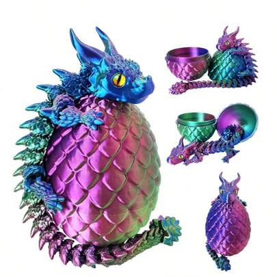 1 pezzo Set di statue di uova di drago di cristallo con corna doppie stampate in 3D, materiale in plastica, senza batteria richiesta, colore degli occhi casuale, adatto per decorazione auto, decorazione casa e ufficio, soggiorno, ingresso, esposizione da scrivania, miglior scelta per Ognissanti, Natale, regali di compleanno per amici e famiglia