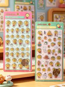 Cute 3D Embossed Stickers Anime Cartoon Character Waterproof Adhesive Decorative Stickers, Suitable For Planner Diary Journal Scrapbook Notebook Laptop Phone Decoration, Japanese Style Cute Stationery Student Learning Supplies - Multicolor - View 6