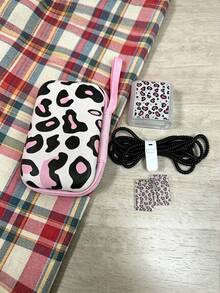 6pcs Leopard Print Heart Pattern Apple Phone Charger Protective Case Data Cable Storage Bag - Multicolor - View 13