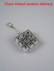 1pc 9-Key Cube Stress Relief Button Toy, Creative Keyboard Pendant Decoration, Car Keychain, Bag Decoration, Keychain Accessory, Keyboard Design, Adult Fingertip Keychain, Pressure Sensitive Keychain, Stress Relief Keychain, Focus Relaxation Zipper Keychain, Birthday Gift, Party Favor - Multicolor - View 25