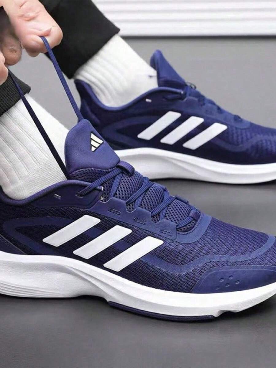 Adidas 阿迪達斯男鞋一年四季可穿運動鞋男士跑步鞋新款厚網輕便避震休閒鞋 - 深藍色 - 查看 1