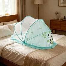 Foldable Baby Mosquito Net Adorable Cartoon Pattern Portable Mosquito Shield For Travel Home Daily Use - Light Green - View 3