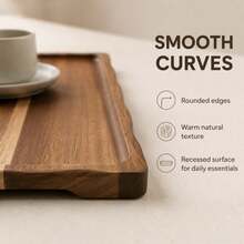 1 pièce Plateau de service rectangulaire en bois, plateau multifonction pour collations, desserts, café et thé, accessoire de cuisine, convient pour la cuisine, le café, le salon, cadeau idéal pour la fête des mères, la fête des pères, Noël, Thanksgiving, mariage et décoration de rassemblement familial - Voir 4