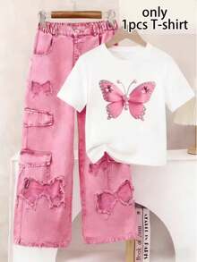 Girls' T-Shirt, Short Sleeve, Printed - White - View 1